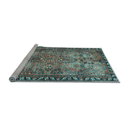 Sideview of Machine Washable Persian Light Blue Traditional Rug, wshtr4720lblu