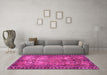 Machine Washable Persian Pink Traditional Rug in a Living Room, wshtr4720pnk