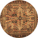 Round Persian Brown Traditional Rug, tr4721brn