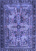 Machine Washable Persian Blue Traditional Rug, wshtr4721blu