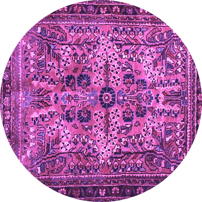 Round Persian Purple Traditional Rug, tr4721pur
