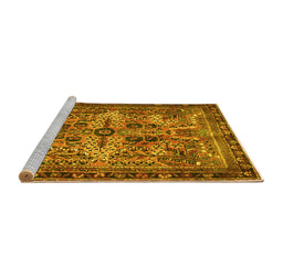 Sideview of Machine Washable Persian Yellow Traditional Rug, wshtr4721yw