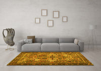 Machine Washable Persian Yellow Traditional Rug, wshtr4721yw