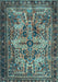 Machine Washable Persian Light Blue Traditional Rug, wshtr4721lblu