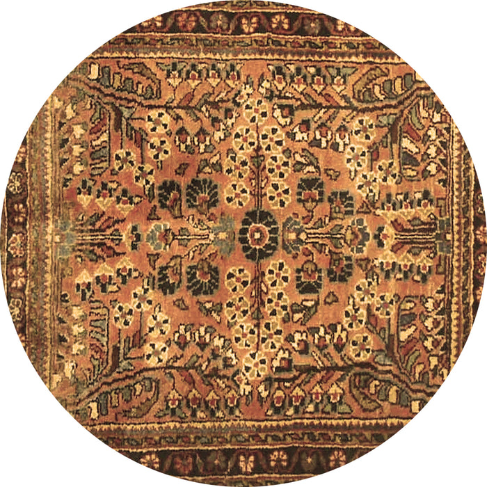 Round Machine Washable Persian Brown Traditional Rug, wshtr4721brn