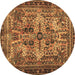 Round Machine Washable Persian Brown Traditional Rug, wshtr4721brn