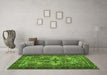 Machine Washable Persian Green Traditional Area Rugs in a Living Room,, wshtr4721grn