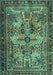 Machine Washable Persian Turquoise Traditional Area Rugs, wshtr4721turq