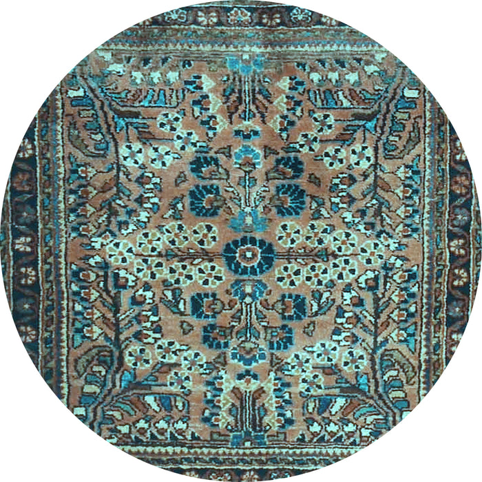 Round Persian Light Blue Traditional Rug, tr4721lblu