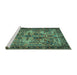 Sideview of Machine Washable Persian Turquoise Traditional Area Rugs, wshtr4721turq