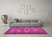 Machine Washable Persian Pink Traditional Rug in a Living Room, wshtr4721pnk