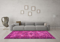 Machine Washable Persian Pink Traditional Rug, wshtr4721pnk