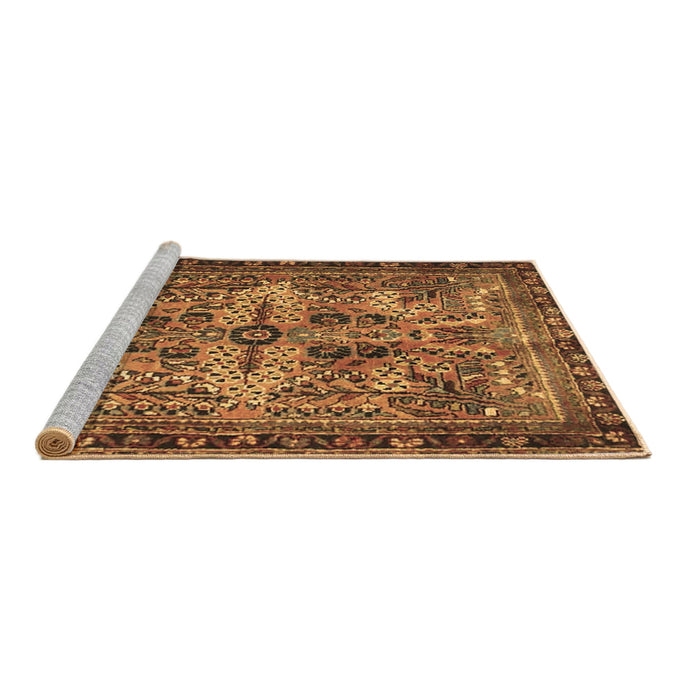 Sideview of Machine Washable Persian Brown Traditional Rug, wshtr4721brn