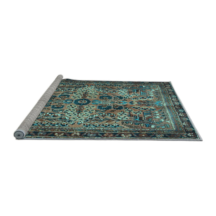Sideview of Machine Washable Persian Light Blue Traditional Rug, wshtr4721lblu