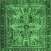 Square Machine Washable Persian Emerald Green Traditional Area Rugs, wshtr4721emgrn