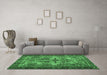 Machine Washable Persian Emerald Green Traditional Area Rugs in a Living Room,, wshtr4721emgrn