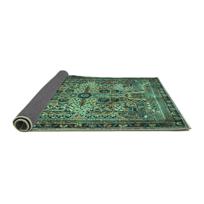 Sideview of Persian Turquoise Traditional Rug, tr4721turq
