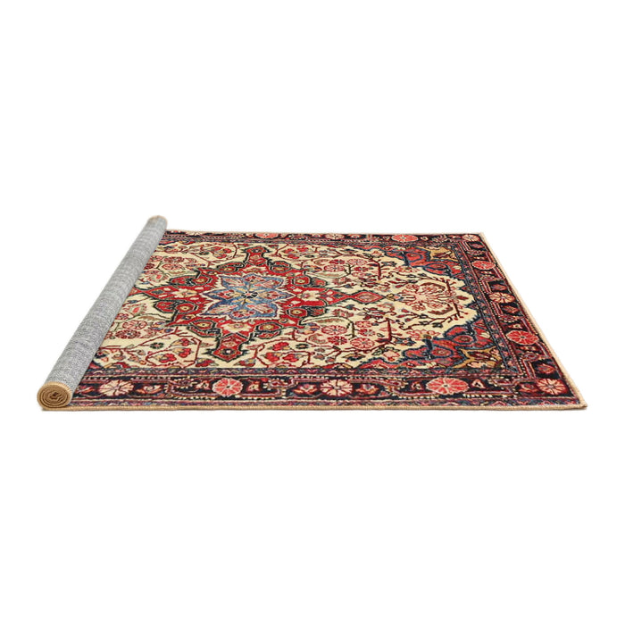 Sideview of Machine Washable Traditional Brown Red Rug, wshtr4722