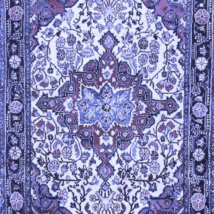 Machine Washable Medallion Blue Traditional Rug, wshtr4722blu