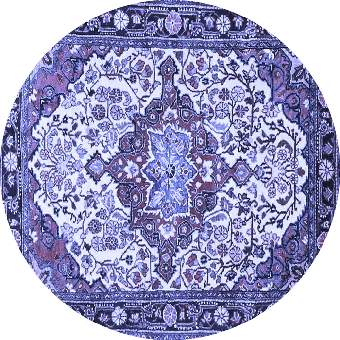 Round Medallion Blue Traditional Rug, tr4722blu
