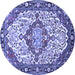 Round Medallion Blue Traditional Rug, tr4722blu