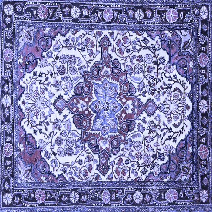 Square Machine Washable Medallion Blue Traditional Rug, wshtr4722blu