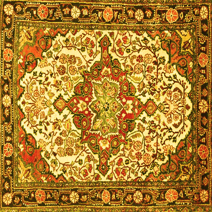 Square Medallion Yellow Traditional Rug, tr4722yw
