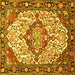 Square Medallion Yellow Traditional Rug, tr4722yw