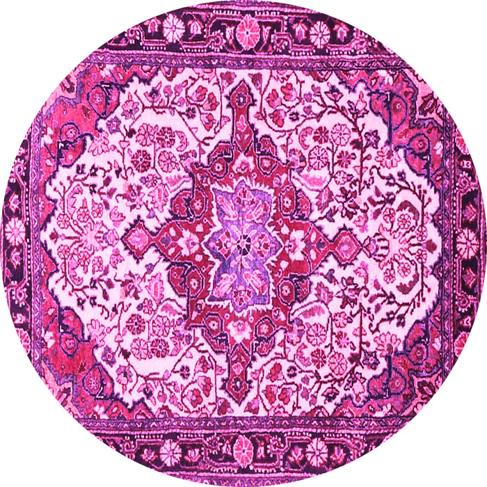 Round Medallion Pink Traditional Rug, tr4722pnk