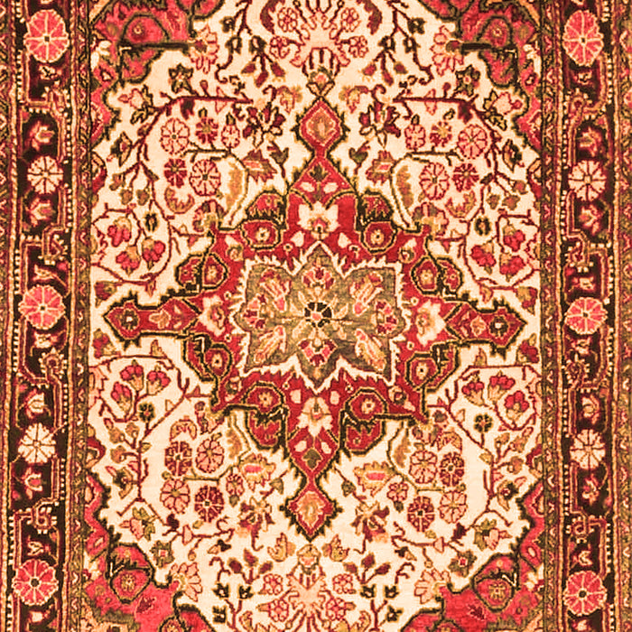 Serging Thickness of Machine Washable Medallion Orange Traditional Area Rugs, wshtr4722org