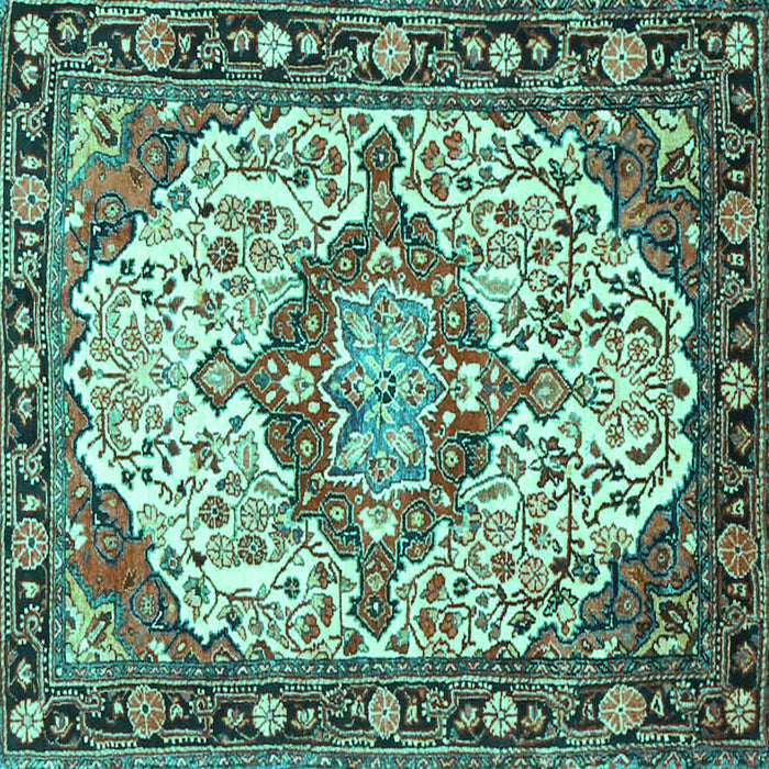Square Medallion Turquoise Traditional Rug, tr4722turq