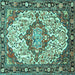 Square Medallion Turquoise Traditional Rug, tr4722turq