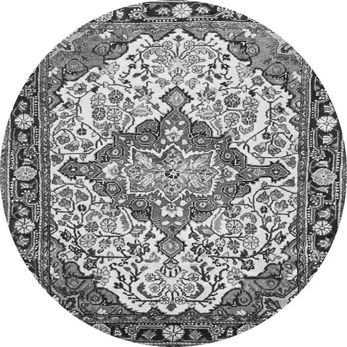 Machine Washable Medallion Gray Traditional Rug, wshtr4722gry