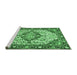 Sideview of Machine Washable Medallion Emerald Green Traditional Area Rugs, wshtr4722emgrn