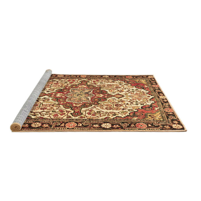 Sideview of Machine Washable Medallion Brown Traditional Rug, wshtr4722brn