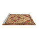 Sideview of Machine Washable Medallion Brown Traditional Rug, wshtr4722brn