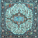 Square Medallion Light Blue Traditional Rug, tr4722lblu