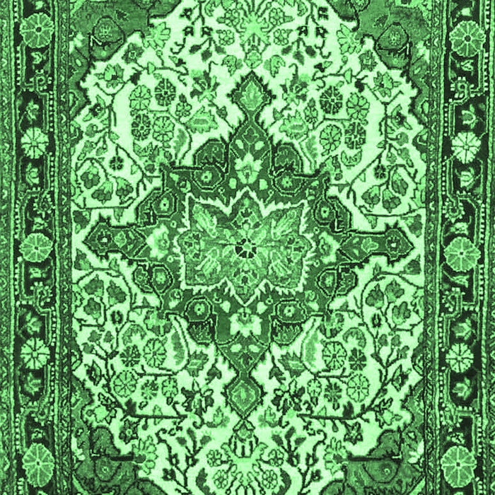 Machine Washable Medallion Emerald Green Traditional Area Rugs, wshtr4722emgrn