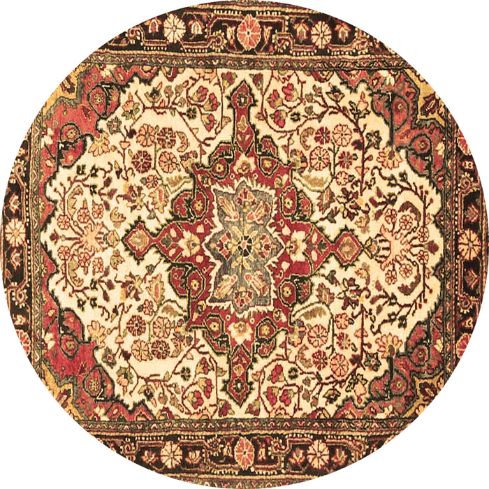 Round Medallion Brown Traditional Rug, tr4722brn