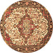 Round Medallion Brown Traditional Rug, tr4722brn