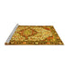 Sideview of Machine Washable Medallion Yellow Traditional Rug, wshtr4722yw