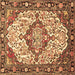 Square Machine Washable Medallion Brown Traditional Rug, wshtr4722brn