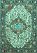Machine Washable Medallion Turquoise Traditional Area Rugs, wshtr4722turq