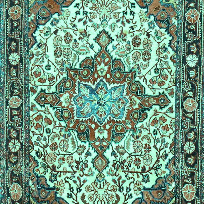 Machine Washable Medallion Turquoise Traditional Area Rugs, wshtr4722turq