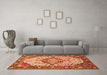 Machine Washable Medallion Orange Traditional Area Rugs in a Living Room, wshtr4722org