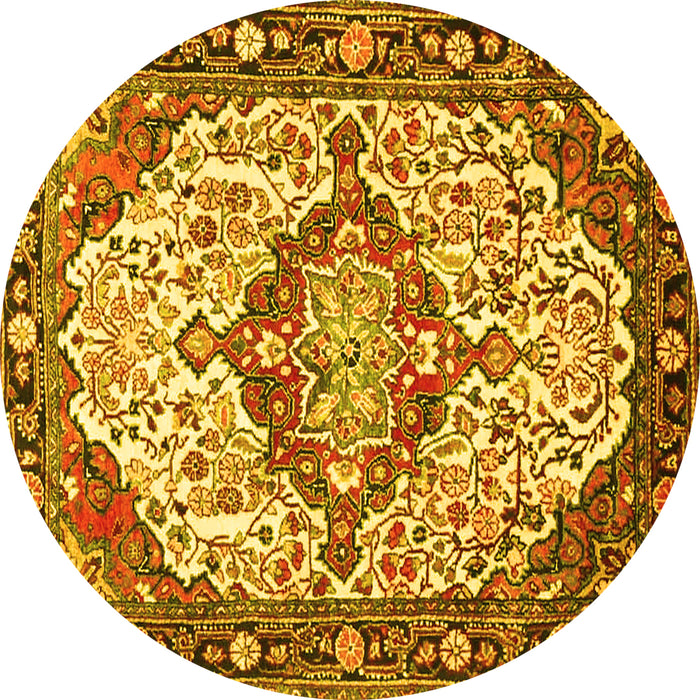 Round Medallion Yellow Traditional Rug, tr4722yw