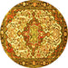 Round Medallion Yellow Traditional Rug, tr4722yw