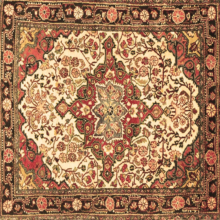 Square Medallion Brown Traditional Rug, tr4722brn