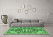 Machine Washable Medallion Emerald Green Traditional Area Rugs in a Living Room,, wshtr4723emgrn