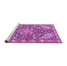 Sideview of Machine Washable Medallion Purple Traditional Area Rugs, wshtr4723pur